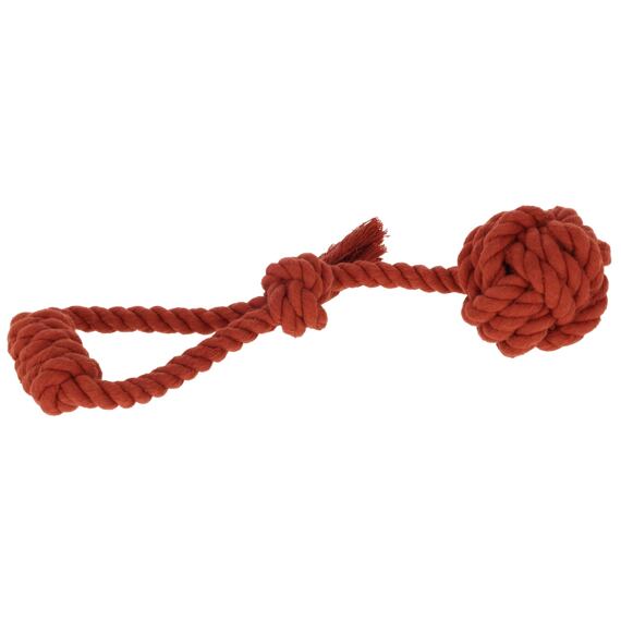 Lanová hračka Míč na smyčce cihlová 34 cm x 8 cm