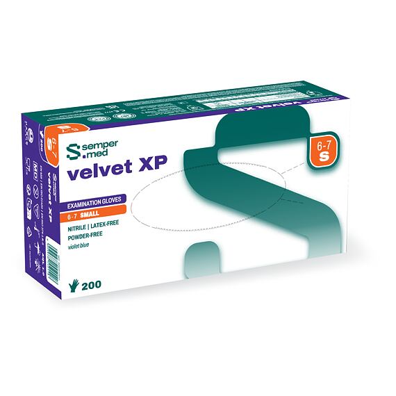 Jednorázové nitrilové rukavice SEMPERMED® velvet XP fialové
