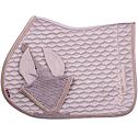Podsedlová dečka + čabraka na uši KENTAUR Rose Gold samet, taupe, vel. Full