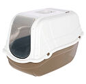 Toaleta pro kočky s krytem Minka, bílo/hnědá